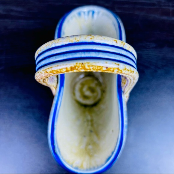 Vintage Studio Earthenware Basket Bowl, Blue Floral Glaze 8" Gray Brown Blue - Picture 8 of 14